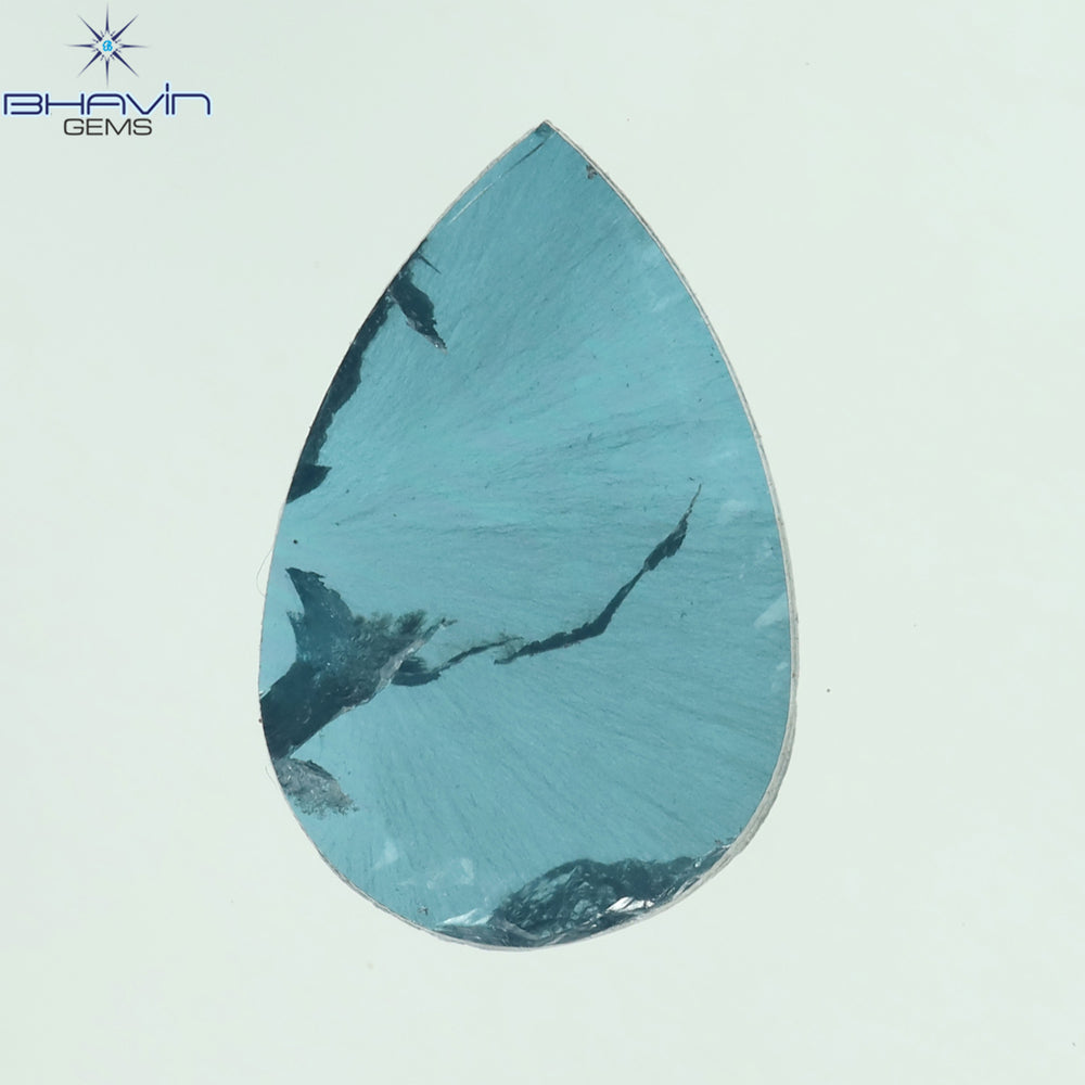 0.59 CT Pear Shape Natural Diamond Blue Color I1 Clarity (8.80 MM)