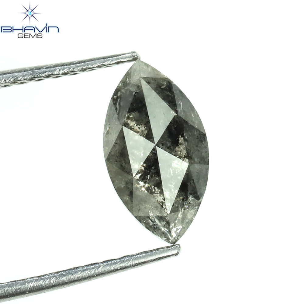 0.91 CT マーキス シェイプ ナチュラル ルース ダイヤモンド ソルト アンド ペッパー カラー I3 クラリティ (7.00 MM)