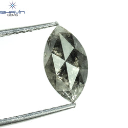0.91 CT マーキス シェイプ ナチュラル ルース ダイヤモンド ソルト アンド ペッパー カラー I3 クラリティ (7.00 MM)