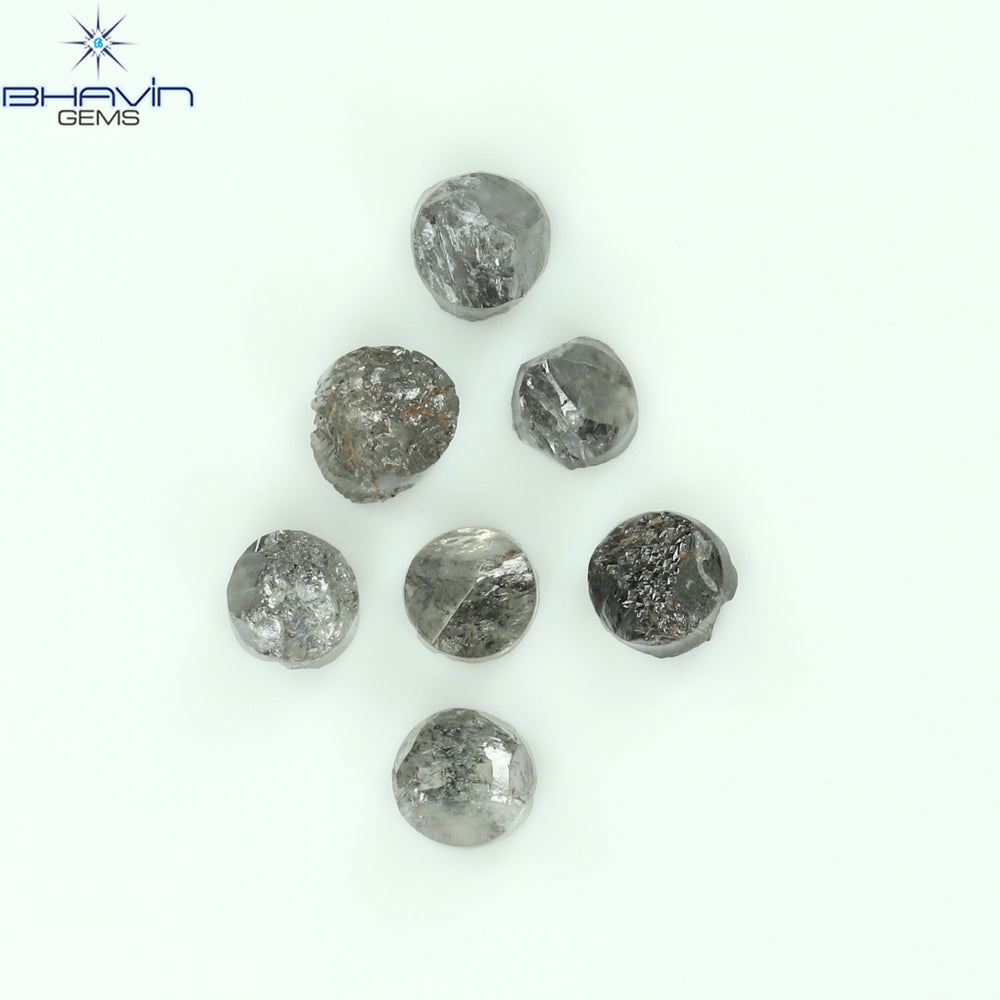 1.17 CT/7 Pcs Uncut Shape Salt And Pepper Natural Loose Diamond I3 Clarity (3.10 MM)