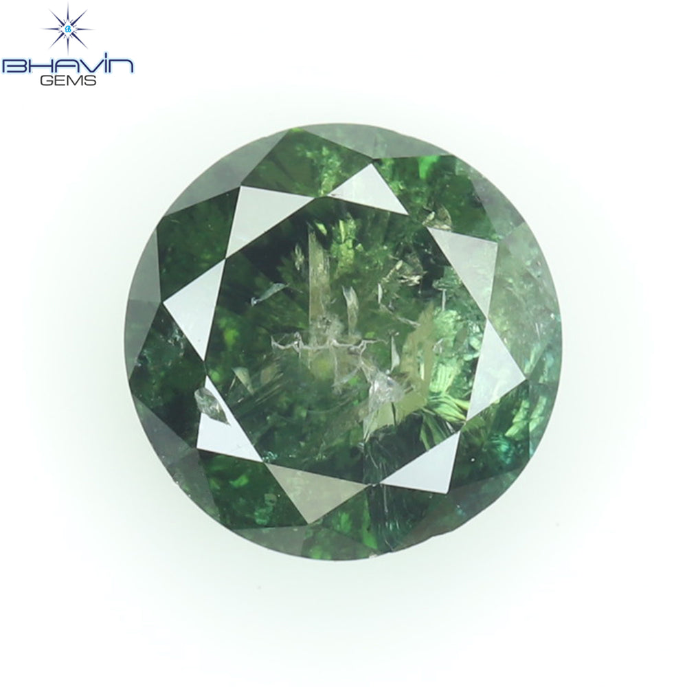 0.57 CT Round Diamond Natural Diamond Green Color I3 Clarity (5.20 MM)