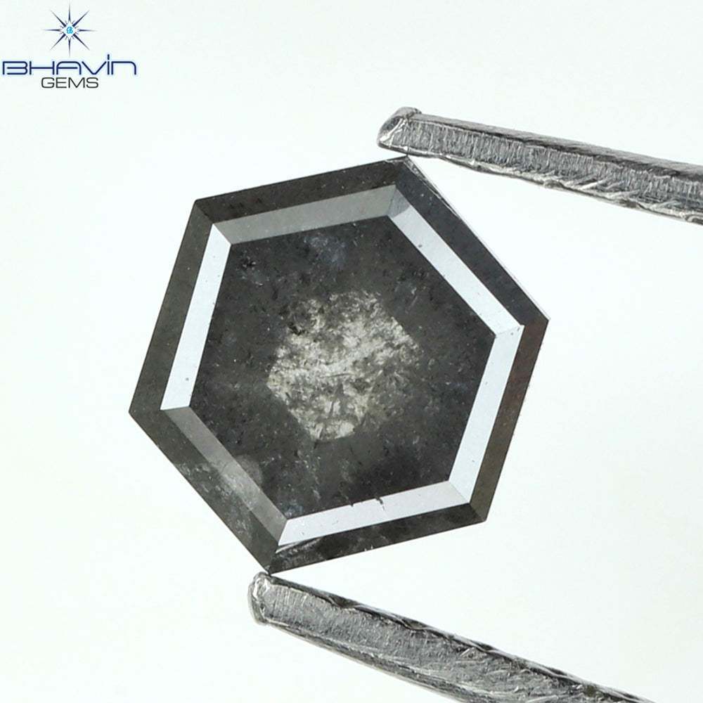 0.48 CT Hexagon Shape Natural Loose Diamond Salt And Pepper Color I3 Clarity (5.06 MM)