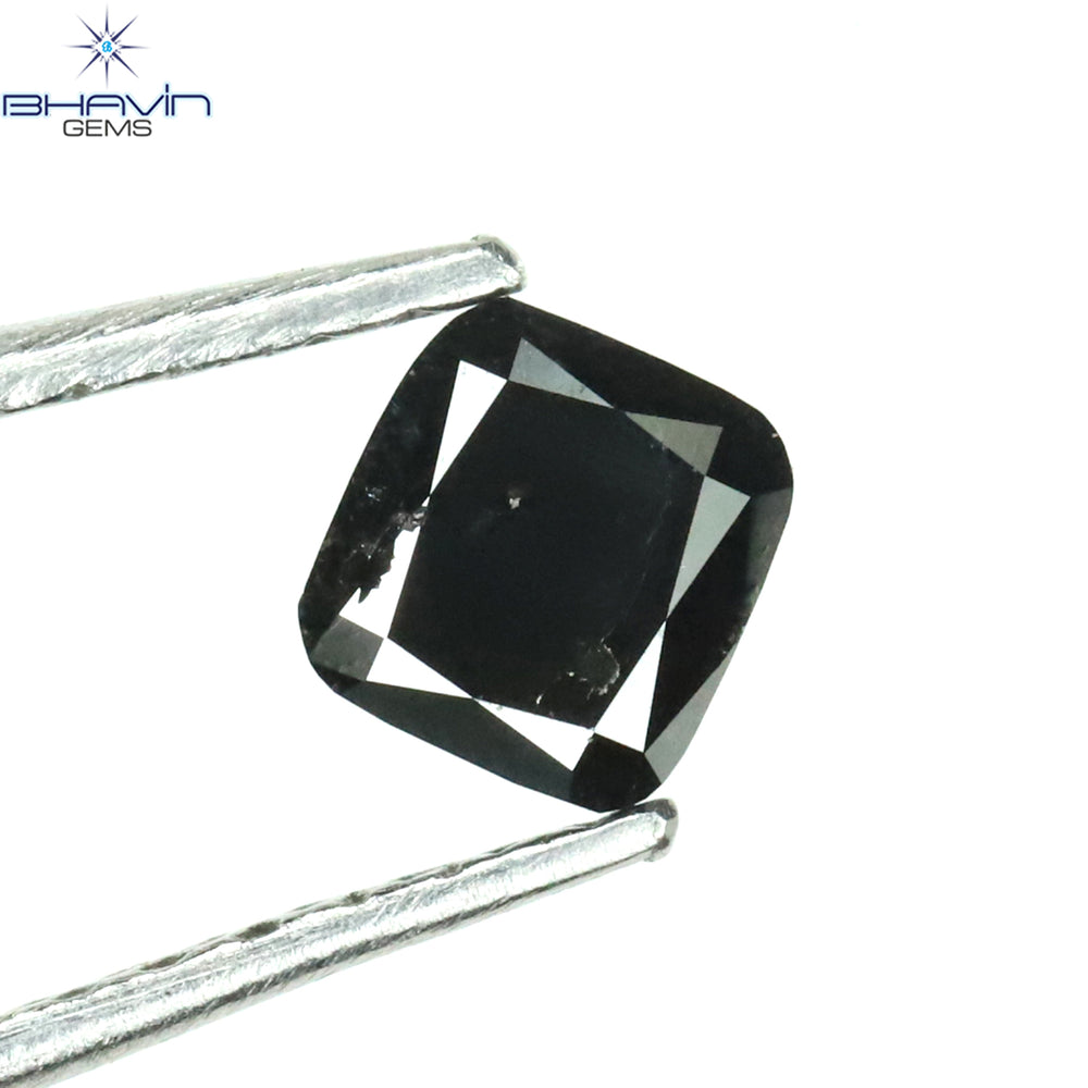 0.35 CT Cushion Shape Natural Diamond Black Color Opaque Clarity (4.08 MM)