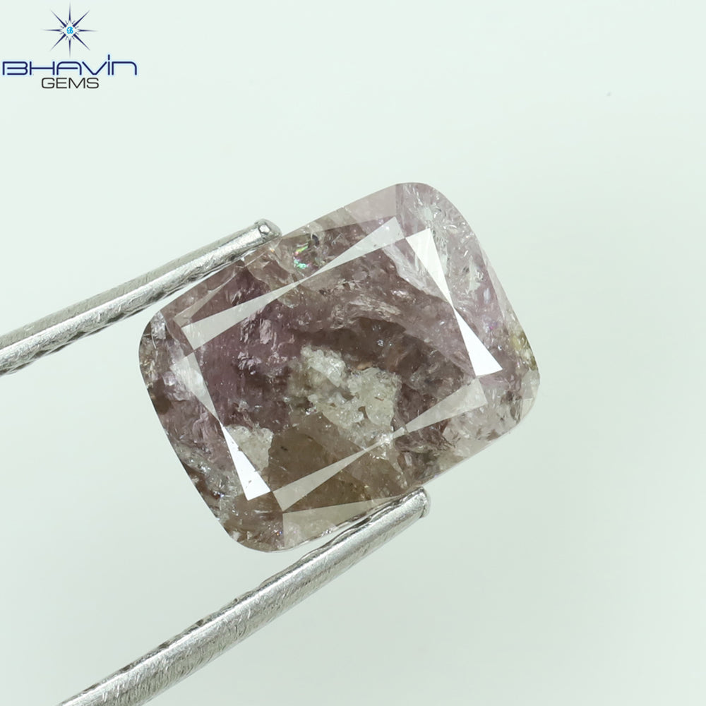1.58 CT Cushion Diamond Pink Color Natural Loose Diamond I3 Clarity (7.70 MM)
