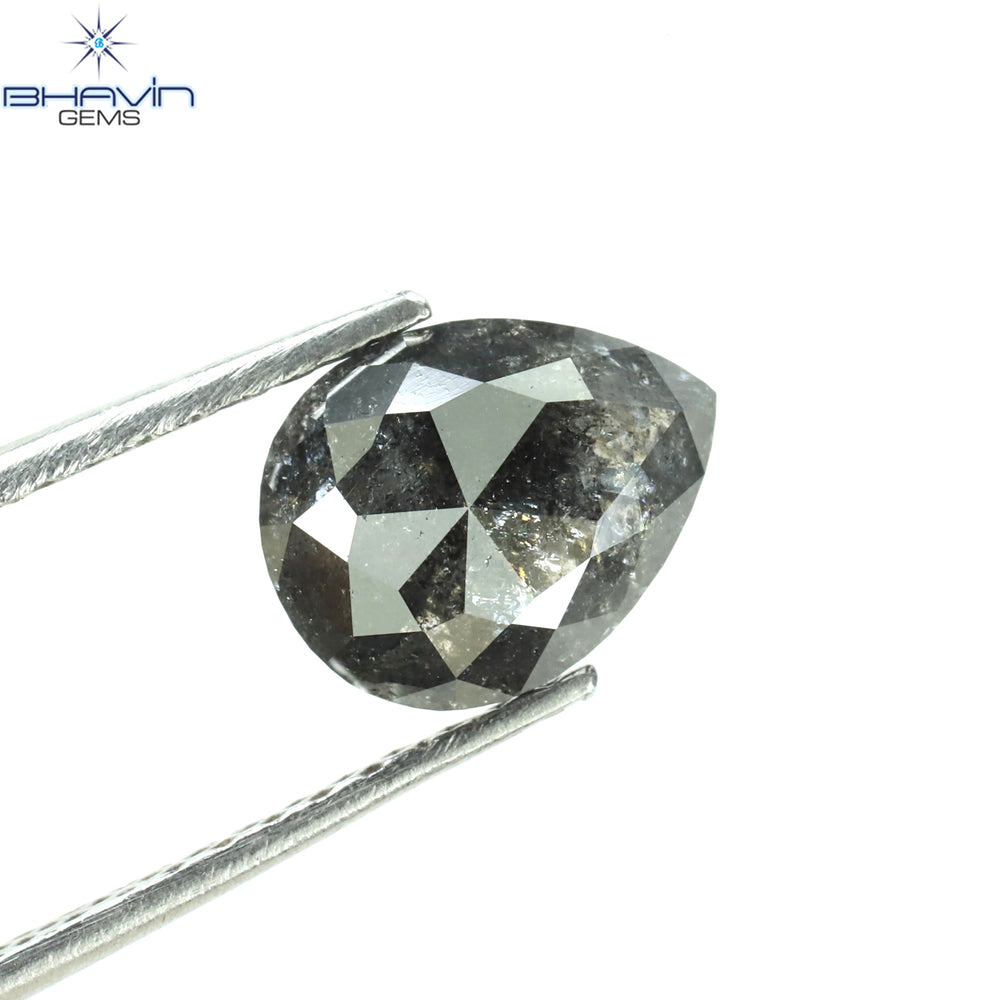 1.44 CT Pear Shape Natural Loose Diamond Salt And Pepper Color I3 Clarity (7.78 MM)