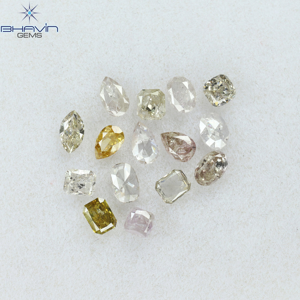1.39 CT/15 Pcs Mix Shape Natural Diamond Pink Color I2 Clarity (3.70 MM)