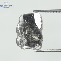 1.45 CT Slice Shape Natural Diamond Salt And Pepper Color I3 Clarity (12.20 MM)