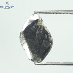 1.14 CT Slice Shape Natural Diamond Salt And Pepper Color I3 Clarity (13.00 MM)