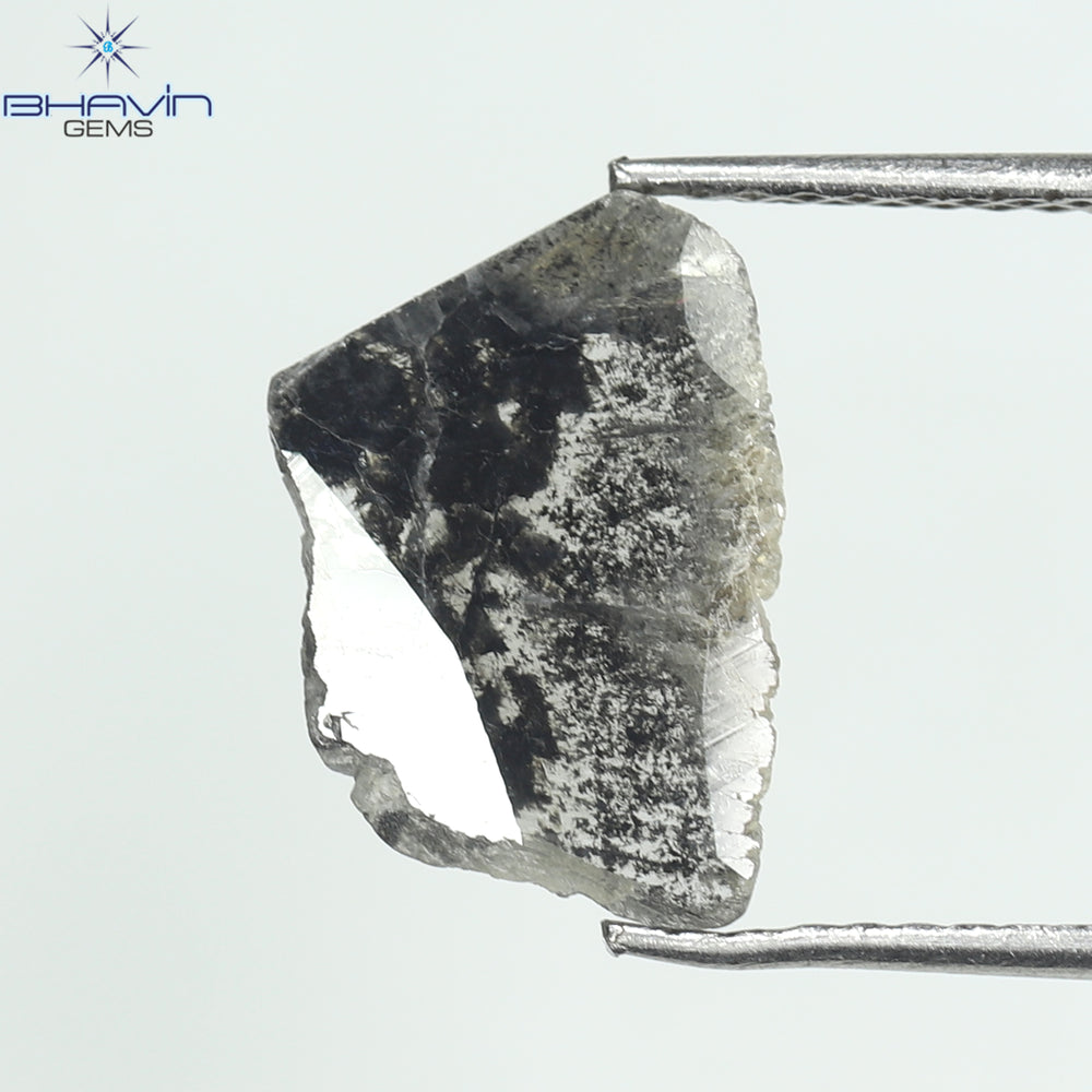 1.11 CT Slice Shape Natural Diamond Salt And Pepper Color I3 Clarity (12.11 MM)