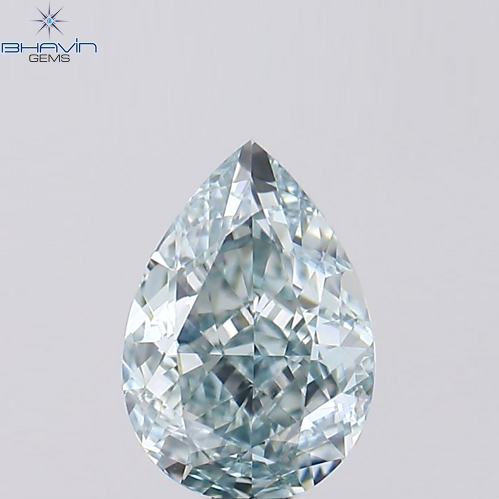 1.02 CT Pear Shape Natural Diamond Greenish Blue Color VS2 Clarity (7.52 MM)