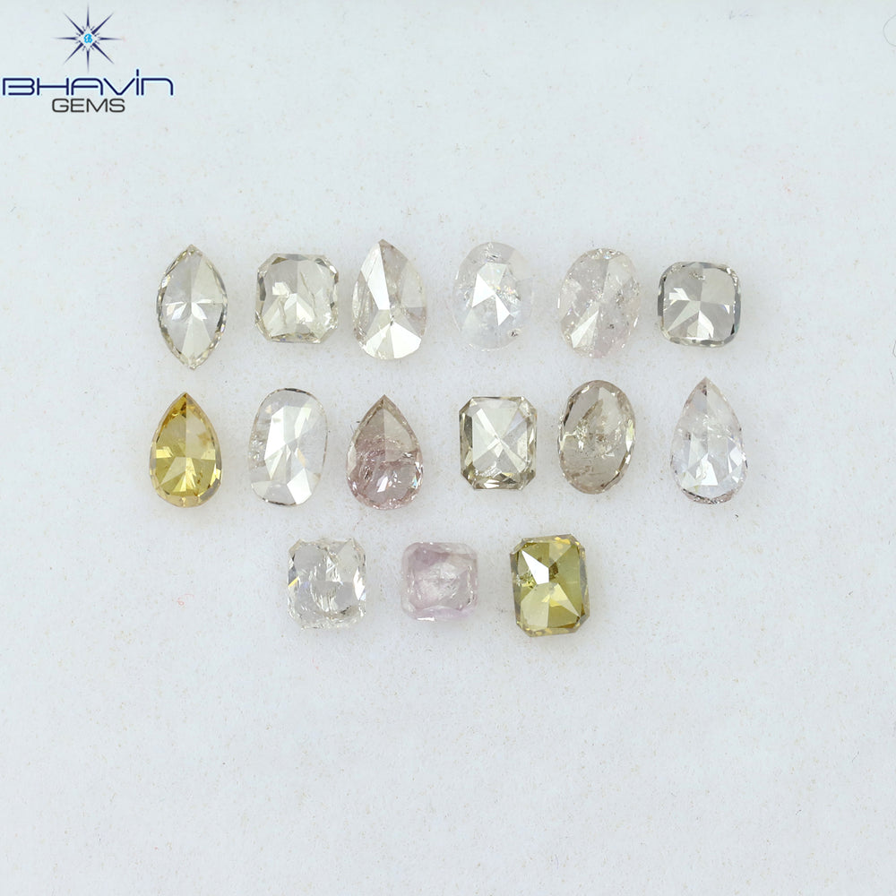 1.39 CT/15 Pcs Mix Shape Natural Diamond Pink Color I2 Clarity (3.70 MM)