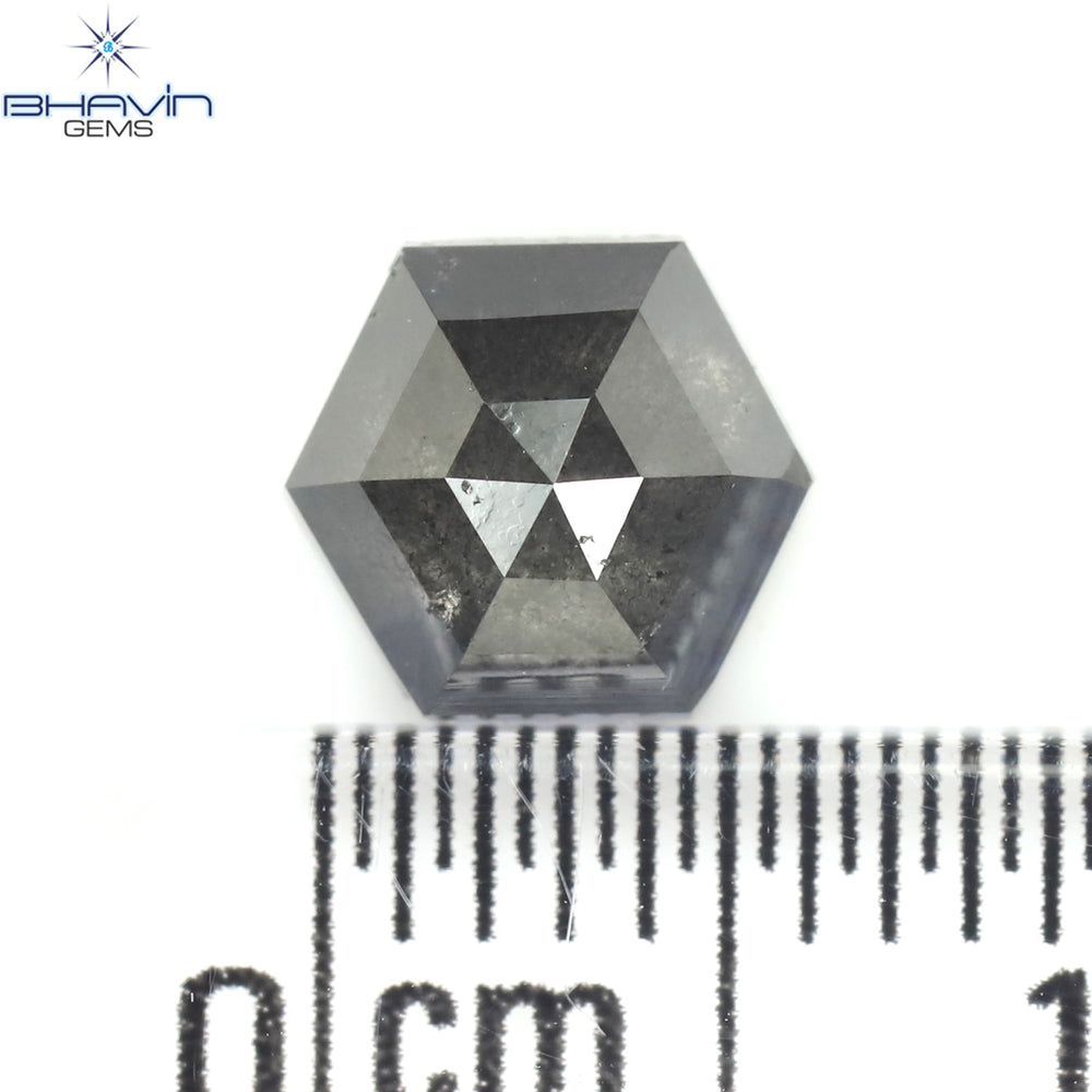 1.13 CT Hexagon Shape Natural Loose Diamond Salt And Pepper Color I3 Clarity (6.60 MM)