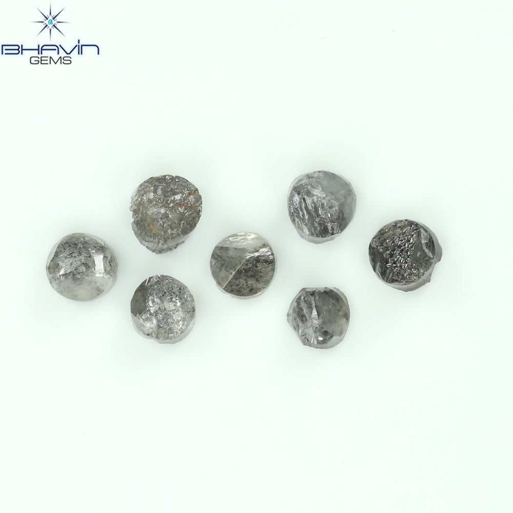 1.17 CT/7 Pcs Uncut Shape Salt And Pepper Natural Loose Diamond I3 Clarity (3.10 MM)