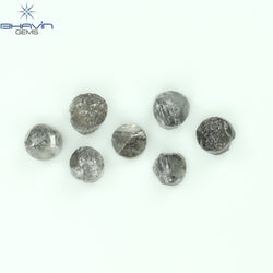 1.17 CT/7 Pcs Uncut Shape Salt And Pepper Natural Loose Diamond I3 Clarity (3.10 MM)