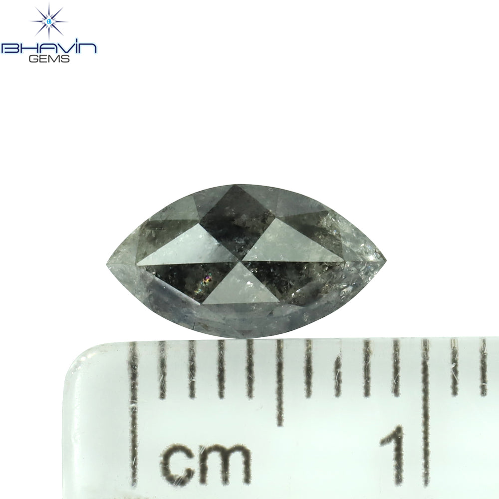 0.91 CT マーキス シェイプ ナチュラル ルース ダイヤモンド ソルト アンド ペッパー カラー I3 クラリティ (7.00 MM)