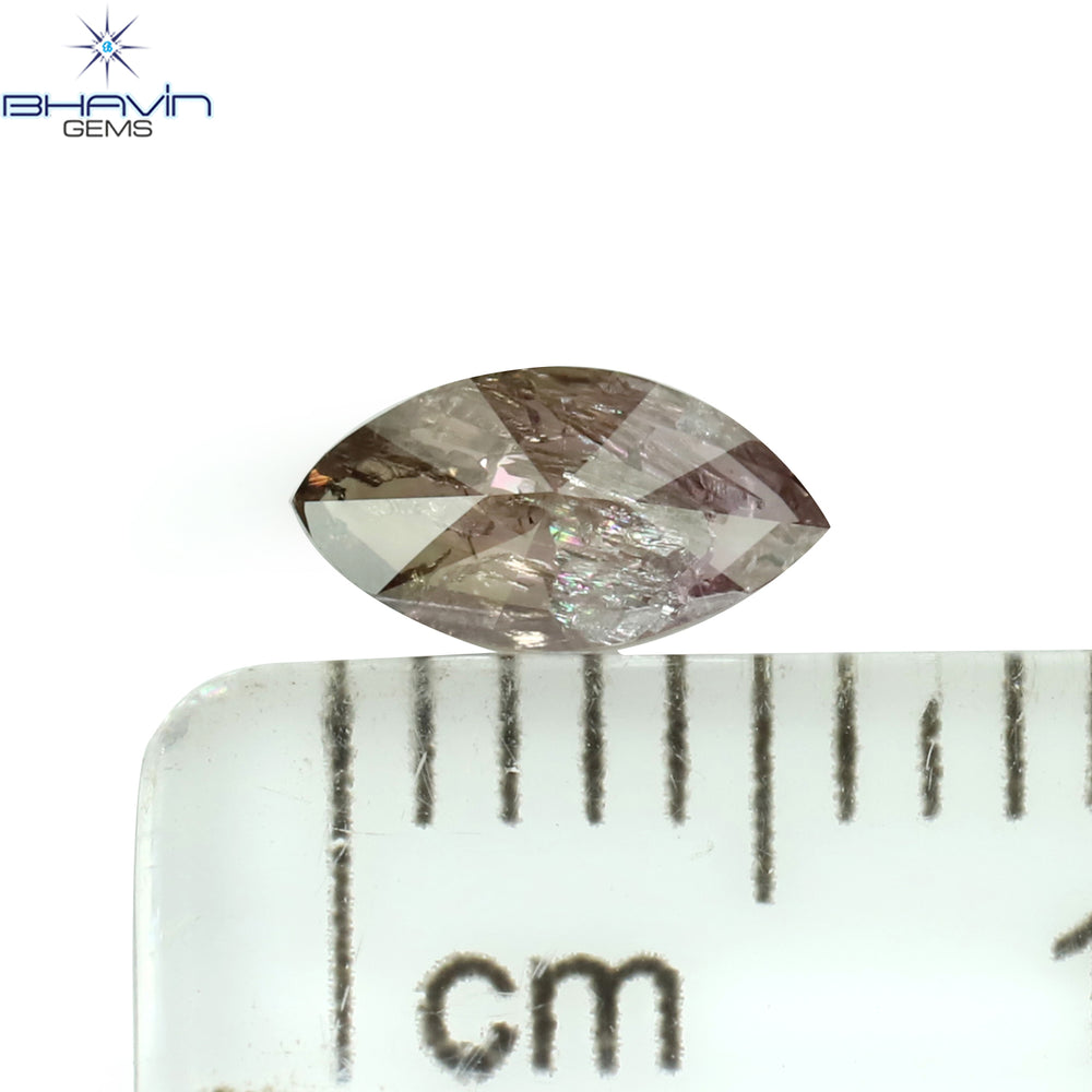 0.26 CT Marquise Shape Natural Diamond Pink Color I3 Clarity (6.50 MM)
