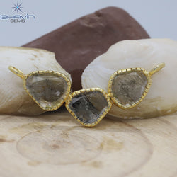 Diamond Pendant, Slice Diamond, Salt And Pepper Diamond, Yellow Gold Pendant, Bridal Necklace, Pendant