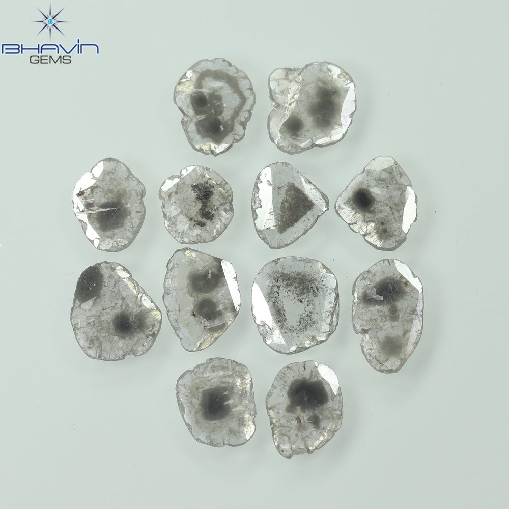2.46 CT/12 Pcs Slice Shape Natural Diamond Salt And Pepper Color I3 Clarity (7.09 MM)