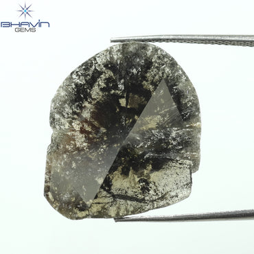 9.04 CT Slice Shape Natural Diamond Salt And Pepper Color I3 Clarity (22.86 MM)