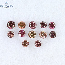 0.22 CT/12 Pcs Round Shape Natural Loose Diamond Pink Color VS-SI Clarity (1.75 MM)