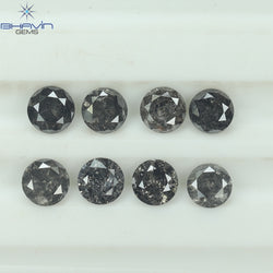 1.84 CT/8 Pcs Round Shape Natural Loose Diamond Salt And pepper Color I3 Clarity (3.82 MM)