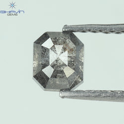 0.61 CT Emerald Shape Natural Loose Diamond Salt And pepper Color I3 Clarity (4.77 MM)