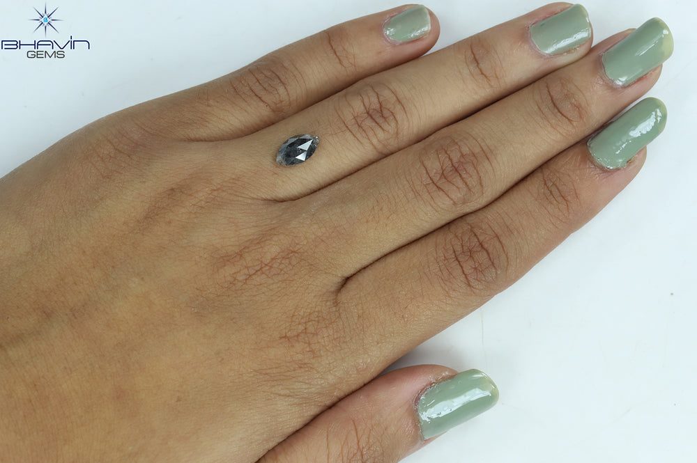 0.91 CT マーキス シェイプ ナチュラル ルース ダイヤモンド ソルト アンド ペッパー カラー I3 クラリティ (7.00 MM)