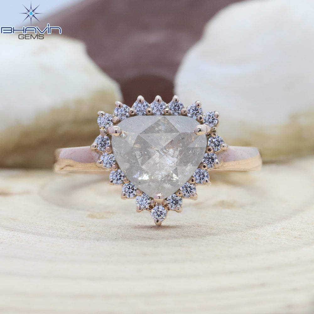 Gold Ring, Heart Diamond, Salt And Papper Diamond, Natural Diamond Ring, Engagement Ring, Wedding Ring, Diamond Ring
