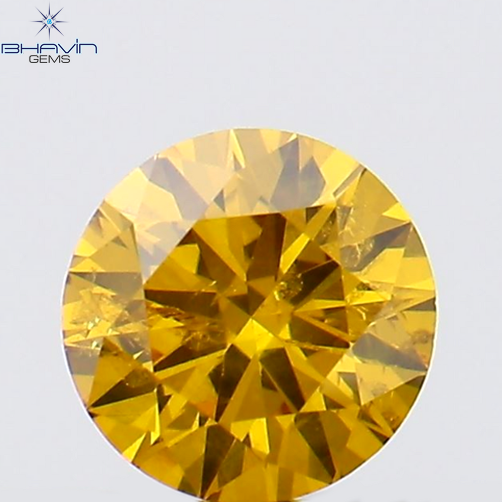 0.18 CT Round Shape Natural Diamond Orange Yellow Color SI2 Clarity (3.69 MM)