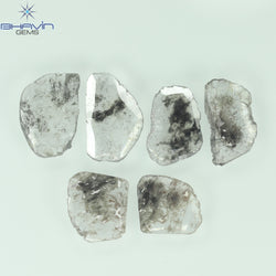 2.48 CT/6 Pcs Slice Shape Natural Diamond Salt And Pepper Color I3 Clarity (9.15 MM)