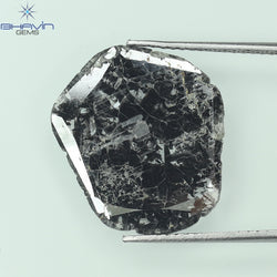 3.79 CT Slice Shape Natural Diamond Salt And Pepper Color I3 Clarity (17.00 MM)