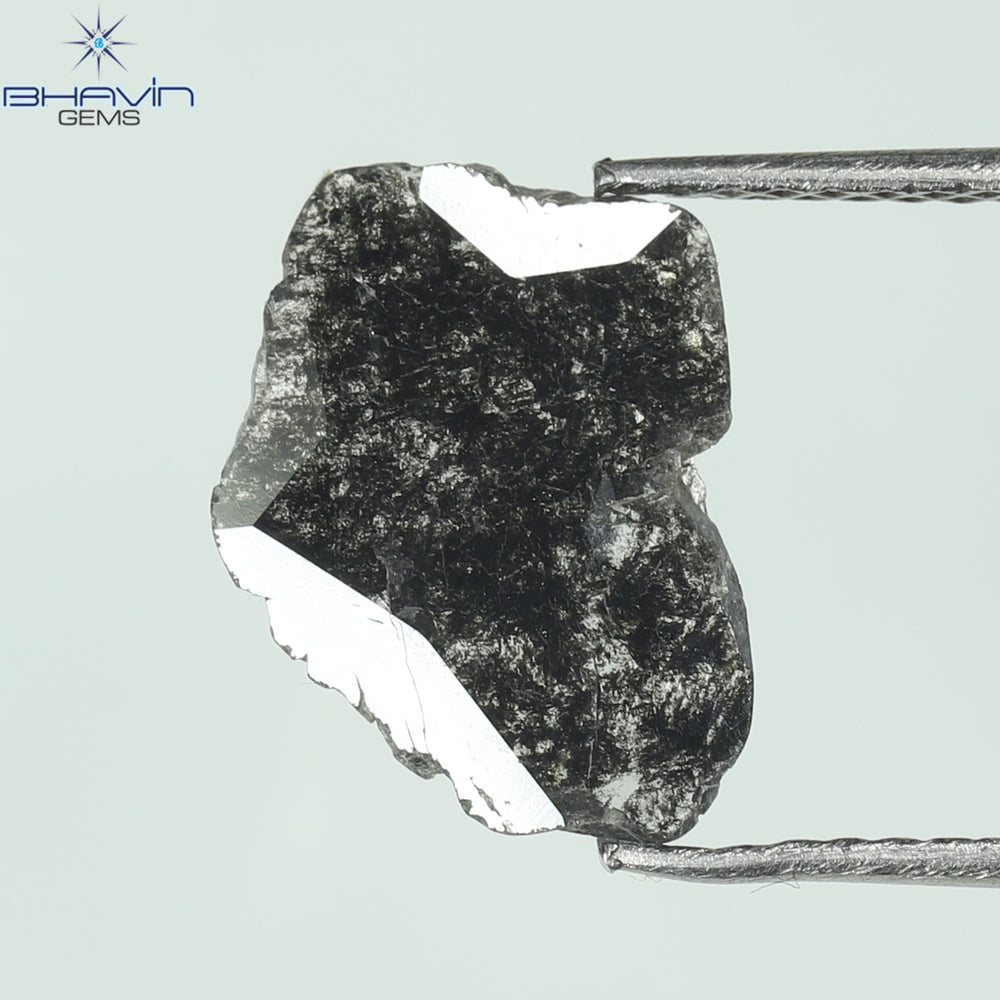 1.09 CT Slice Shape Natural Diamond Salt And Pepper Color I3 Clarity (11.82 MM)