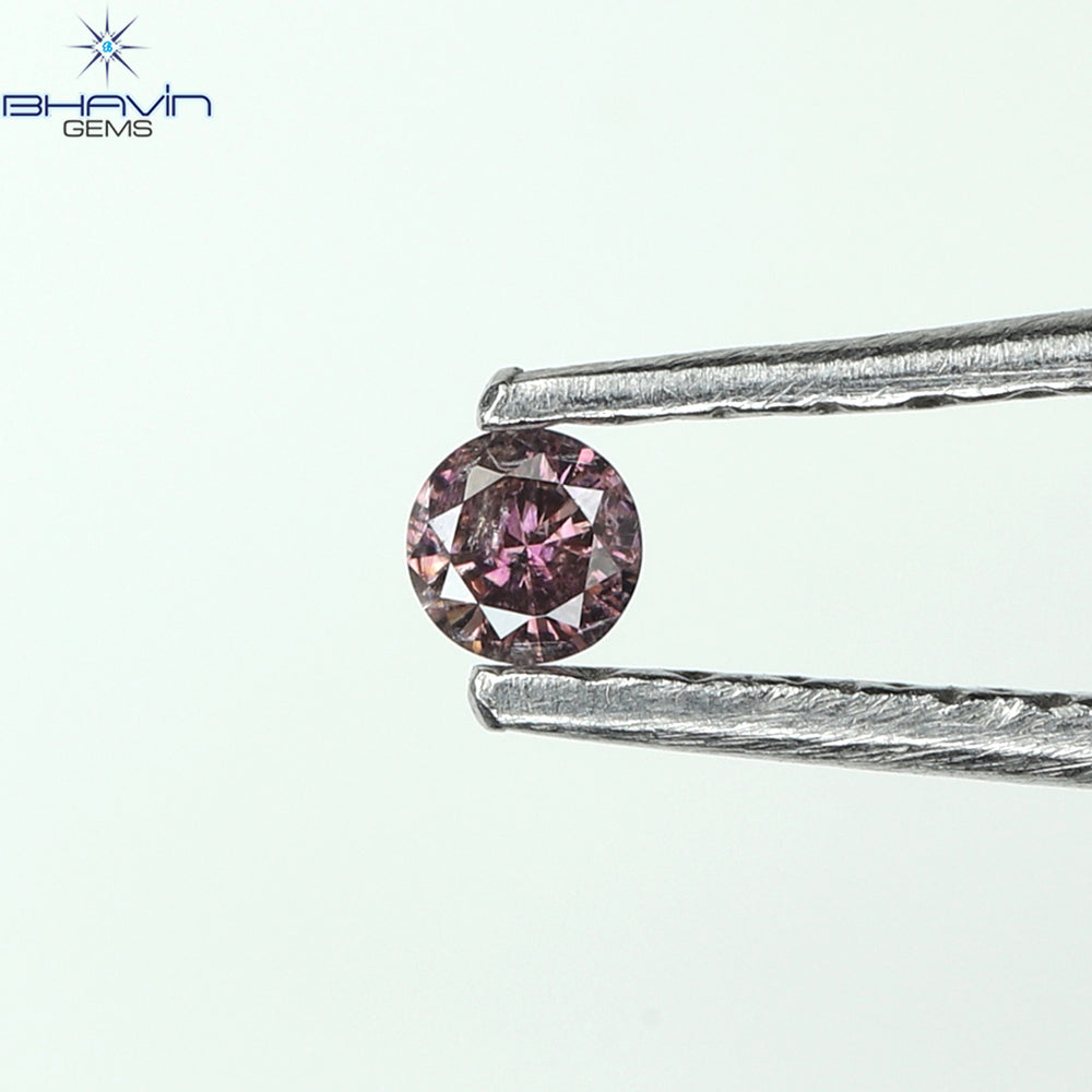 0.03 CT ラウンド シェイプ ナチュラル ダイヤモンド ピンク カラー I2 クラリティ (1.97 MM)