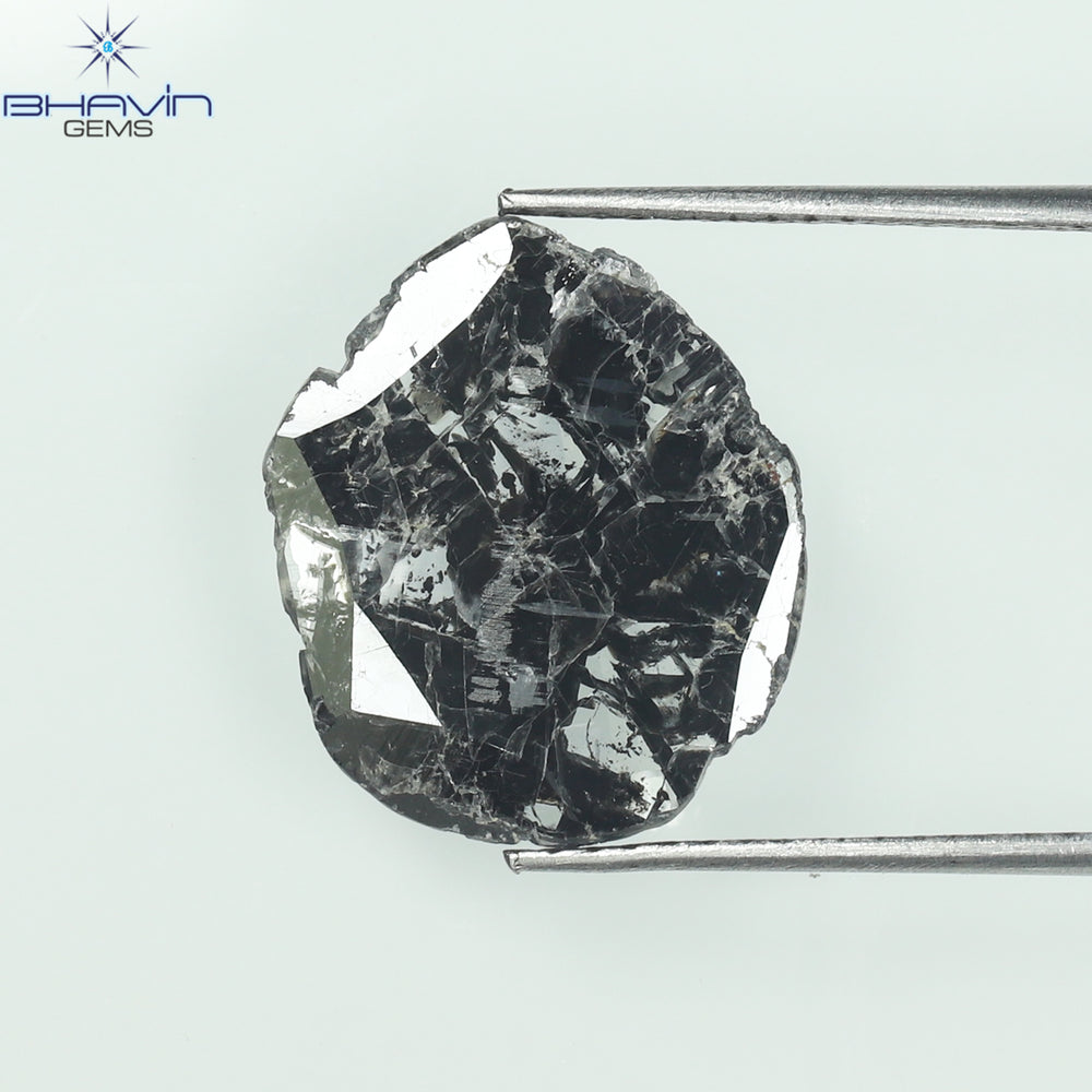 2.13 CT Slice Shape Natural Diamond Salt And Pepper Color I3 Clarity (14.50 MM)