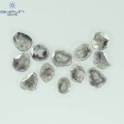 4.32 CT/12 Pcs Slice Shape Natural Diamond Salt And Pepper Color I3 Clarity (7.74 MM)