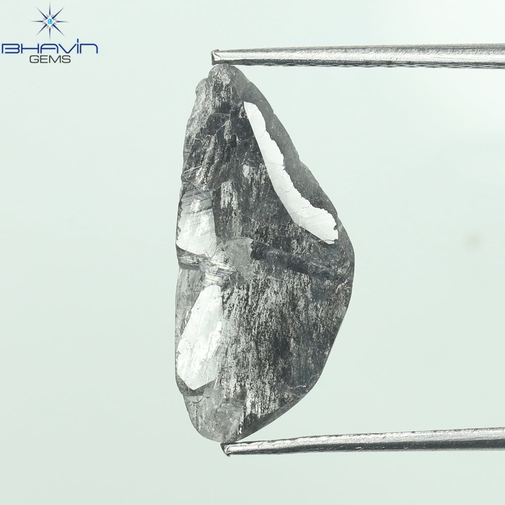 1.57 CT Slice Shape Natural Diamond Salt And Pepper Color I3 Clarity (13.40 MM)