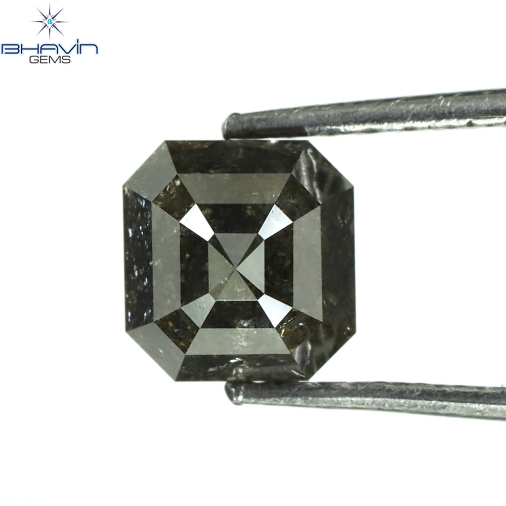 1.17 CT Asscher Shape Natural Diamond Salt And Pepper Color I3 Clarity (5.40 MM)
