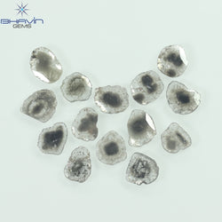3.16 CT/14 Pcs Slice Shape Natural Diamond Salt And Pepper Color I3 Clarity (6.68 MM)