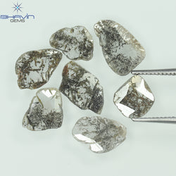 2.23 CT/7 Pcs Slice Shape Natural Diamond Salt And Pepper Color I3 Clarity (9.06 MM)