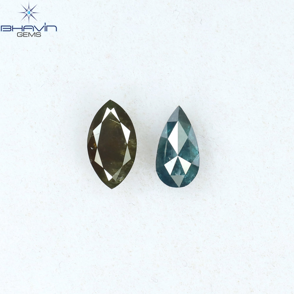 0.56 CT/2 PCS Mix Diamond Natural diamond Blue Green Diamond I3 Clarity (6.30 MM)