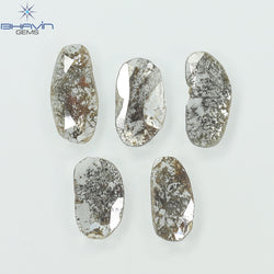 1.75 CT/5 Pcs Slice Shape Natural Diamond Salt And Pepper Color I3 Clarity (10.45 MM)
