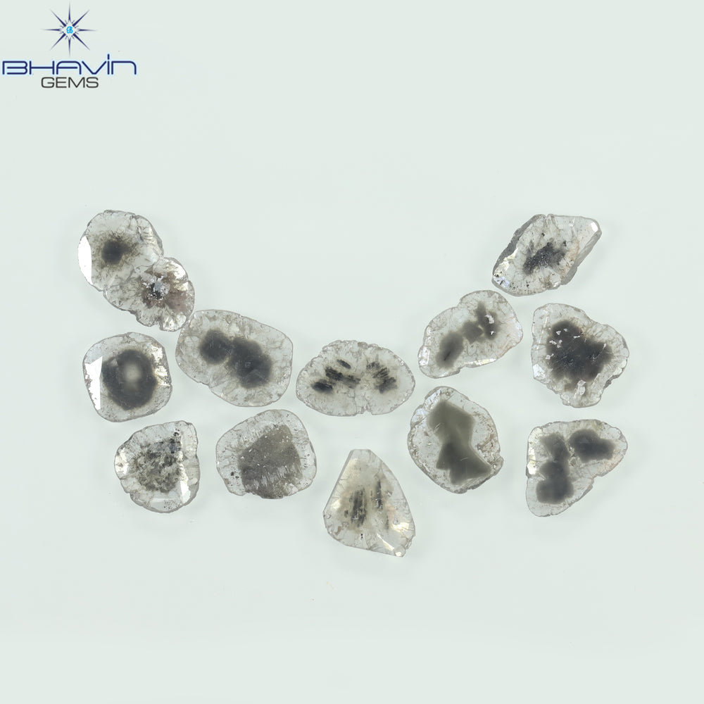 4.46 CT/12 Pcs Slice Shape Natural Diamond Salt And Pepper Color I3 Clarity (9.90 MM)
