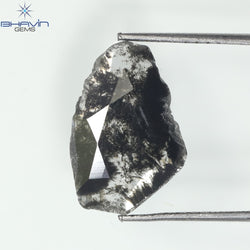 1.64 CT Slice Shape Natural Diamond Salt And Pepper Color I3 Clarity (13.10 MM)
