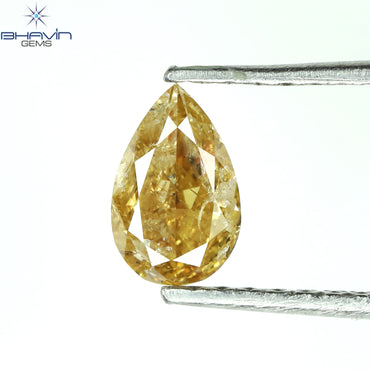 0.45 CT Pear Shape Natural Diamond Orange Color I3 Clarity (6.53 MM)