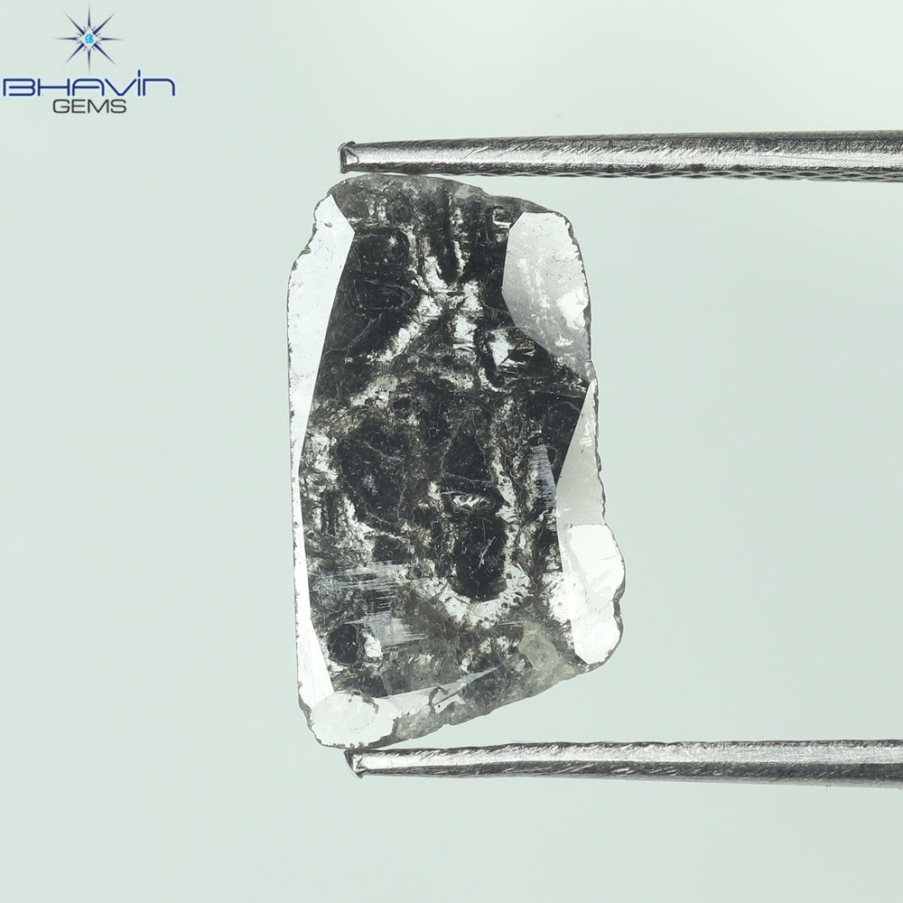 0.95 CT Slice Shape Natural Diamond Salt And Pepper Color I3 Clarity (11.56 MM)
