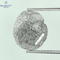 0.92 CT Slice Shape Natural Diamond  Salt And Pepper Color I3 Clarity (10.75 MM)
