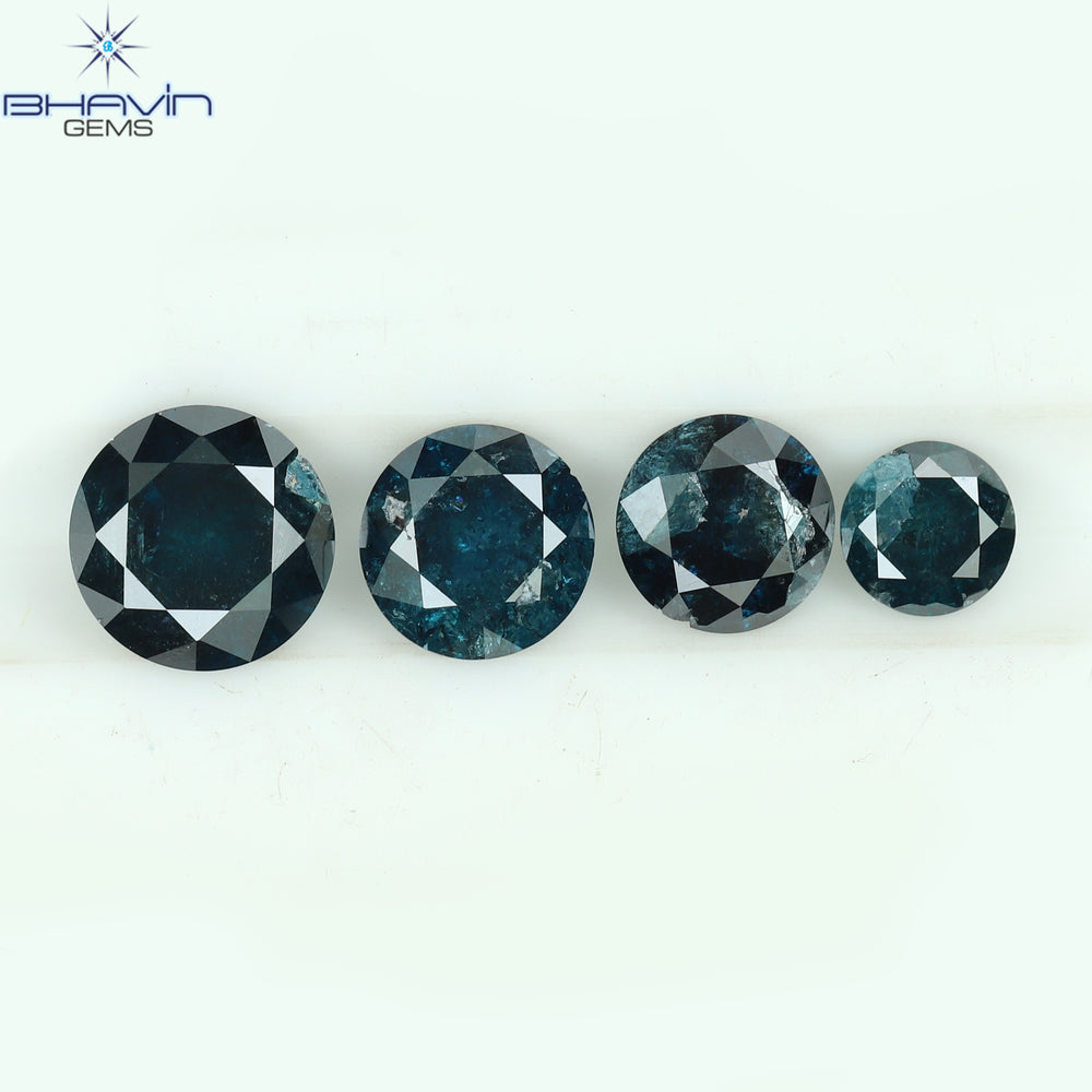 0.85CT/4ピースCT、ラウンドダイヤモンド、グリーンカラー、I3クラリティ
