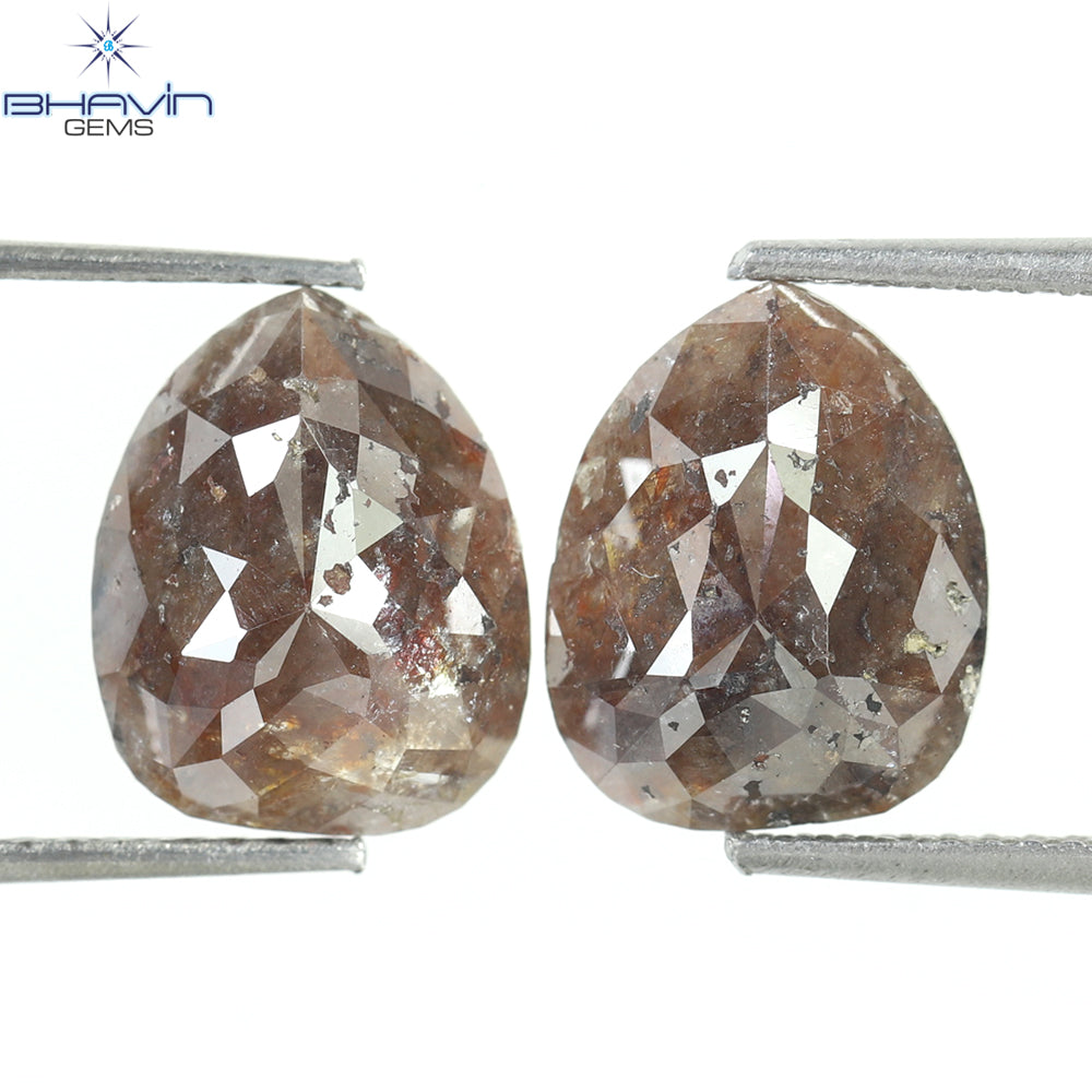 5.18 CT, Pear Brown Gray Diamond Pair For Engagement Ring (10.70 MM)