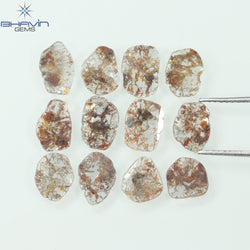 4.35 CT/12 Pcs Slice Shape Natural Loose Diamond Brown Color I3 Clarity (8.34 MM)