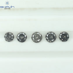 1.14 CT/5 Pcs Round Shape Natural Loose Diamond Salt And pepper Color I3 Clarity (3.93 MM)